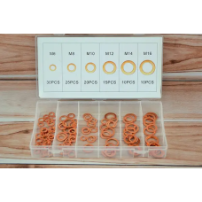 Набір мідних шайб 110 шт. розміри: М6, М8, М10, М12, М14 та М16