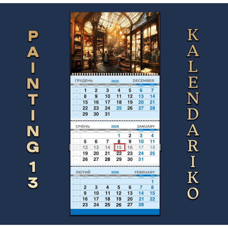 Календар квартальний на 2026 рік “Малюнок“-13
